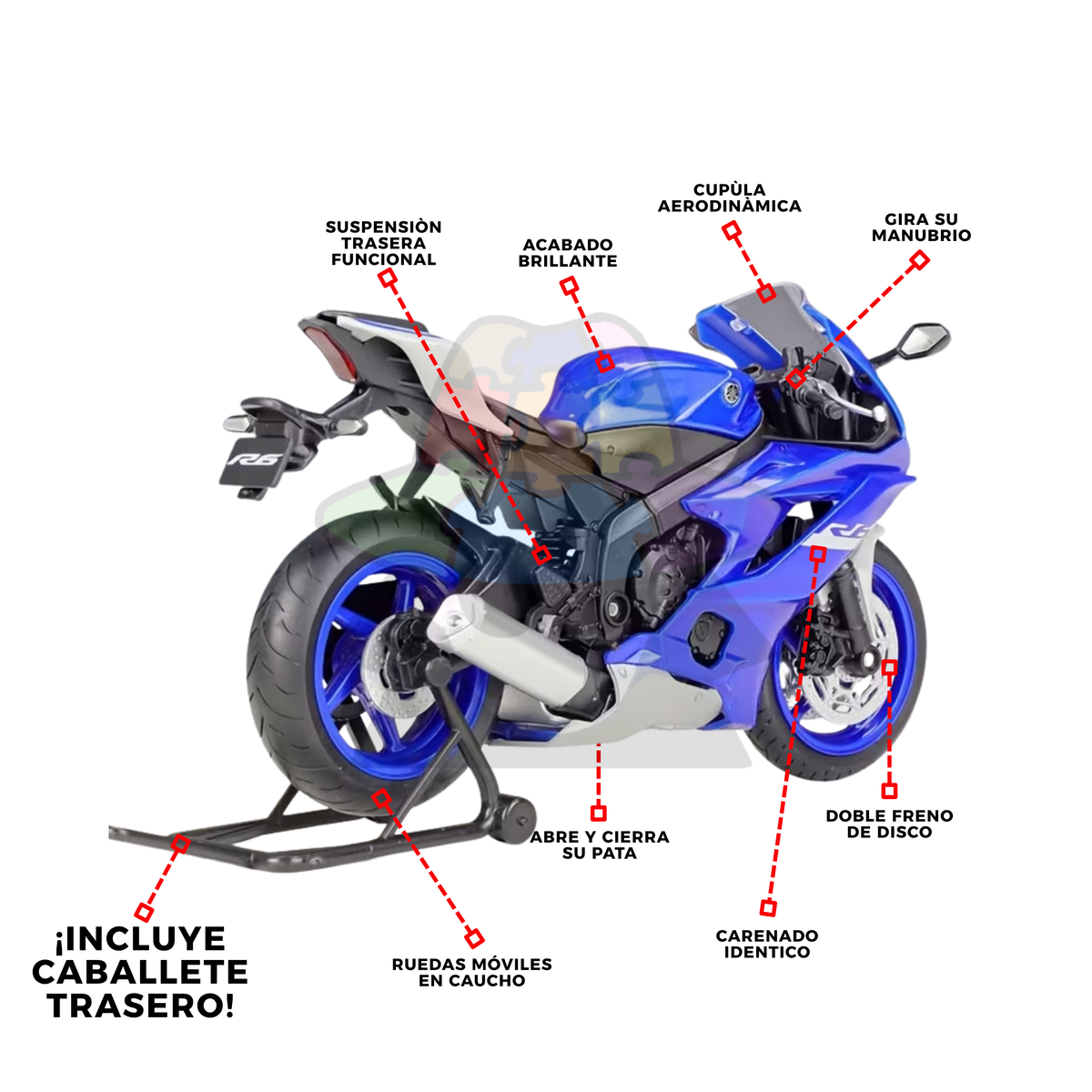 Moto Yamaha YZF - R6 | 1/12 + Caballete