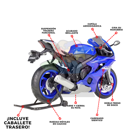 Moto Yamaha YZF - R6 | 1/12 + Caballete